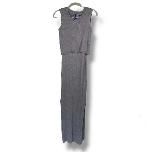 Seraphine Maternity/Nursing Gray Ribbed Maxi Dress - Picture 1 of 9